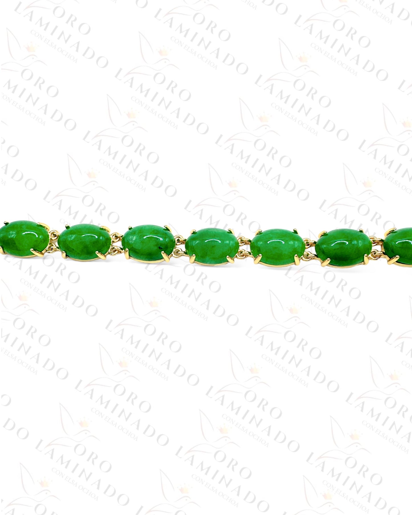 Green Round Stone Gold Bracelet R51