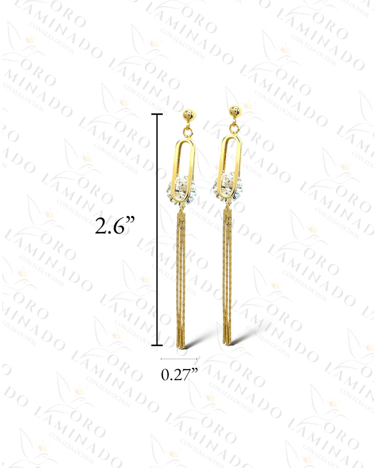 High Quality Clear Round Stone and Golden Earrings  B447