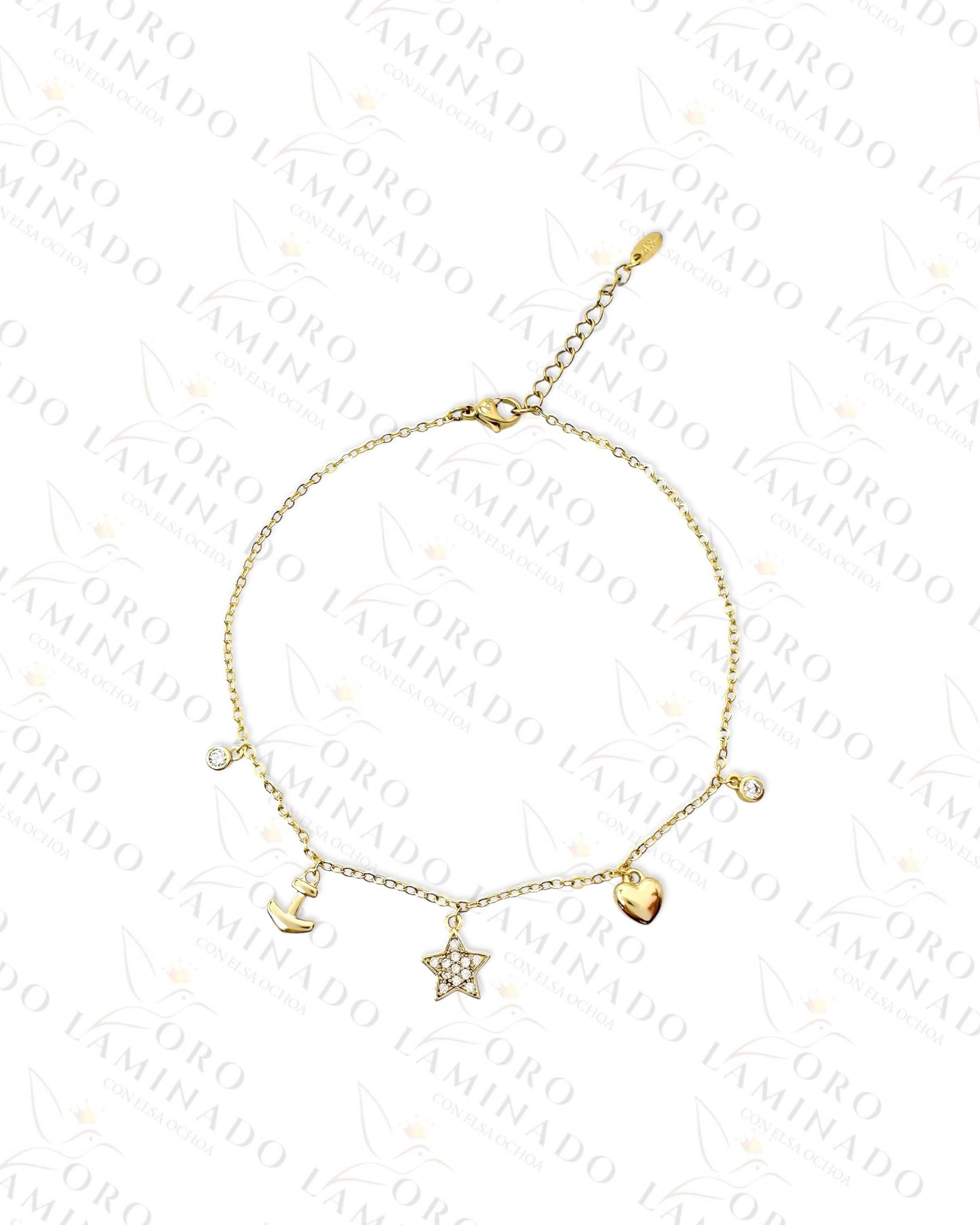 High Quality Pack of 3 Anchor and Star Charm Anklet (Gold Filled) C418