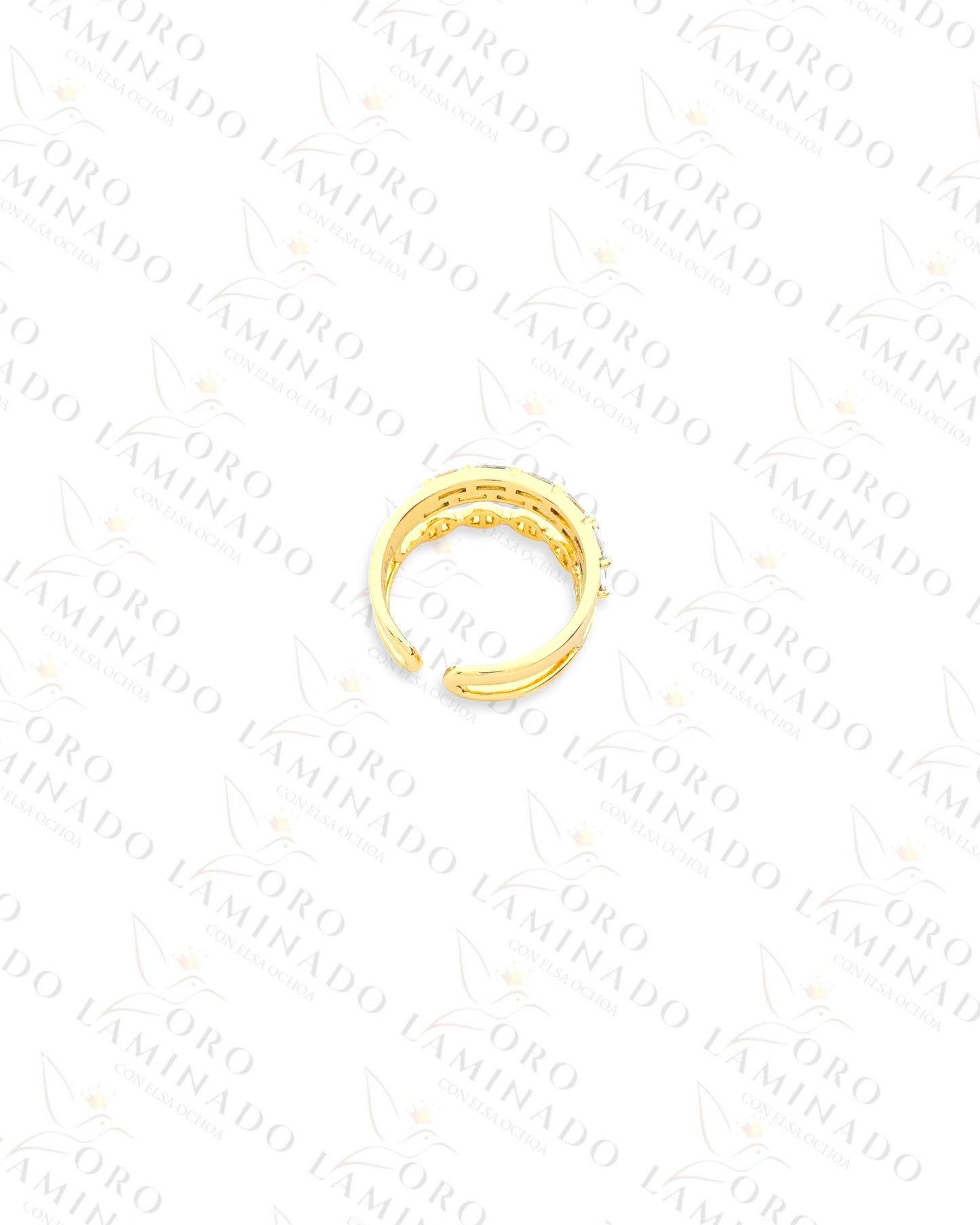 High Quality Adjustable Glass and Chain Ring (Gold Filled) B391