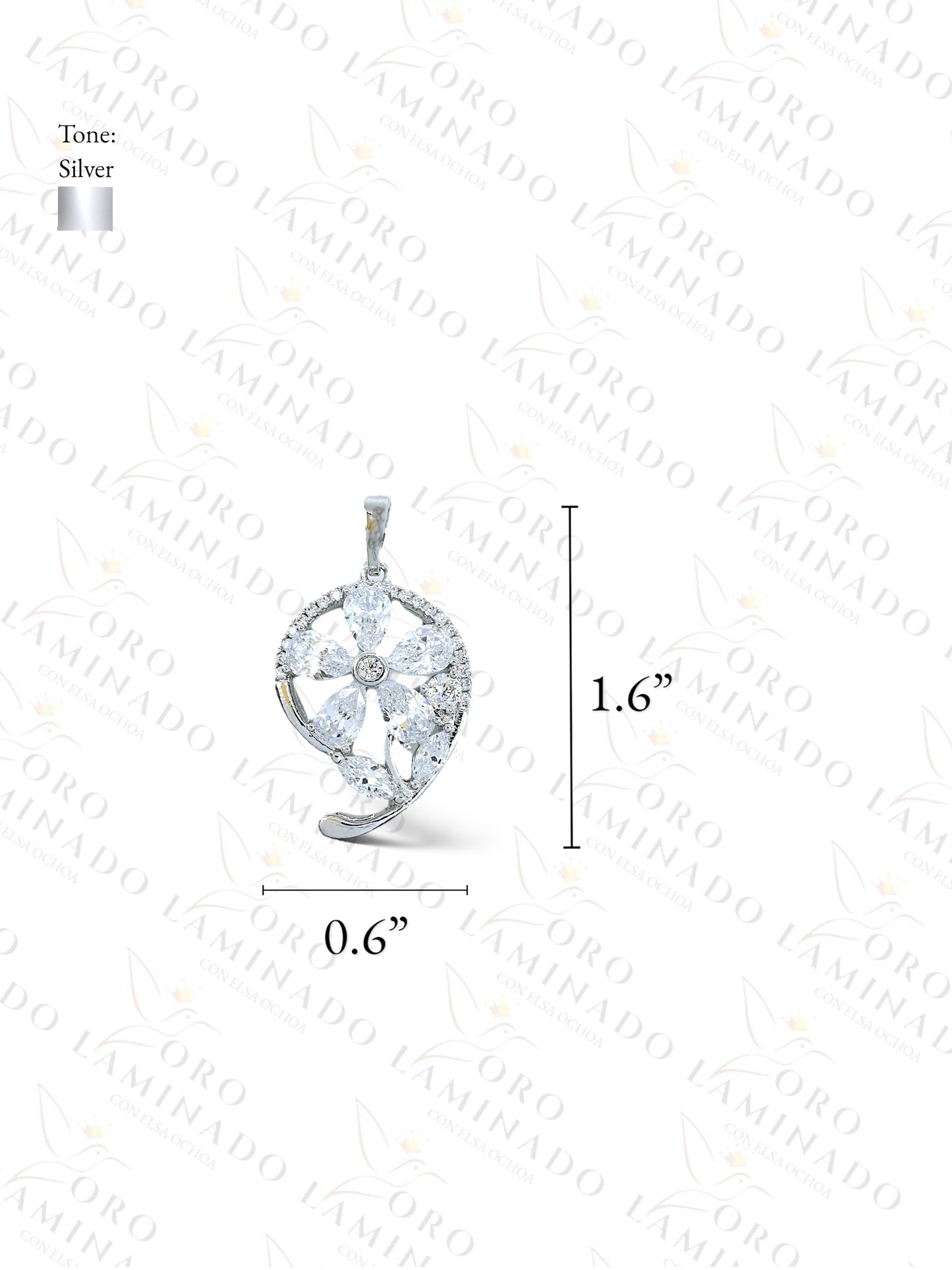 High Quality Silver Crystal Flower Pendant G389