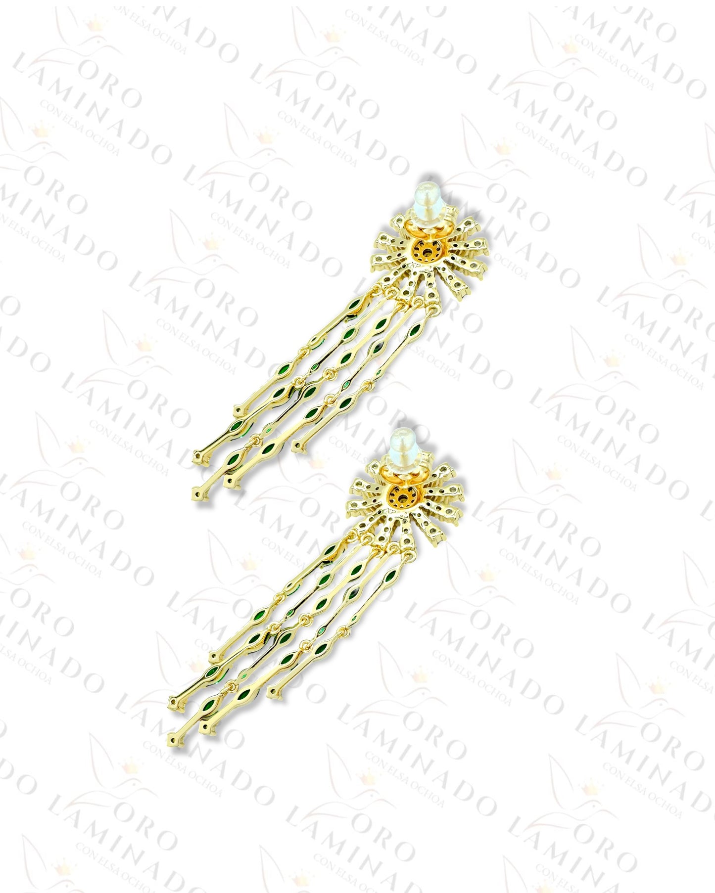 High Quality Green Crystal Flower Earrings G53