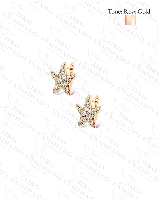 High Quality Diamond Starfish Hoop Earrings G206