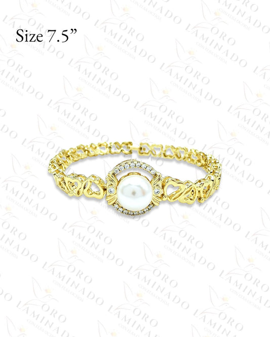 High Quality Pearl and Hearts Gold Bracelet G409