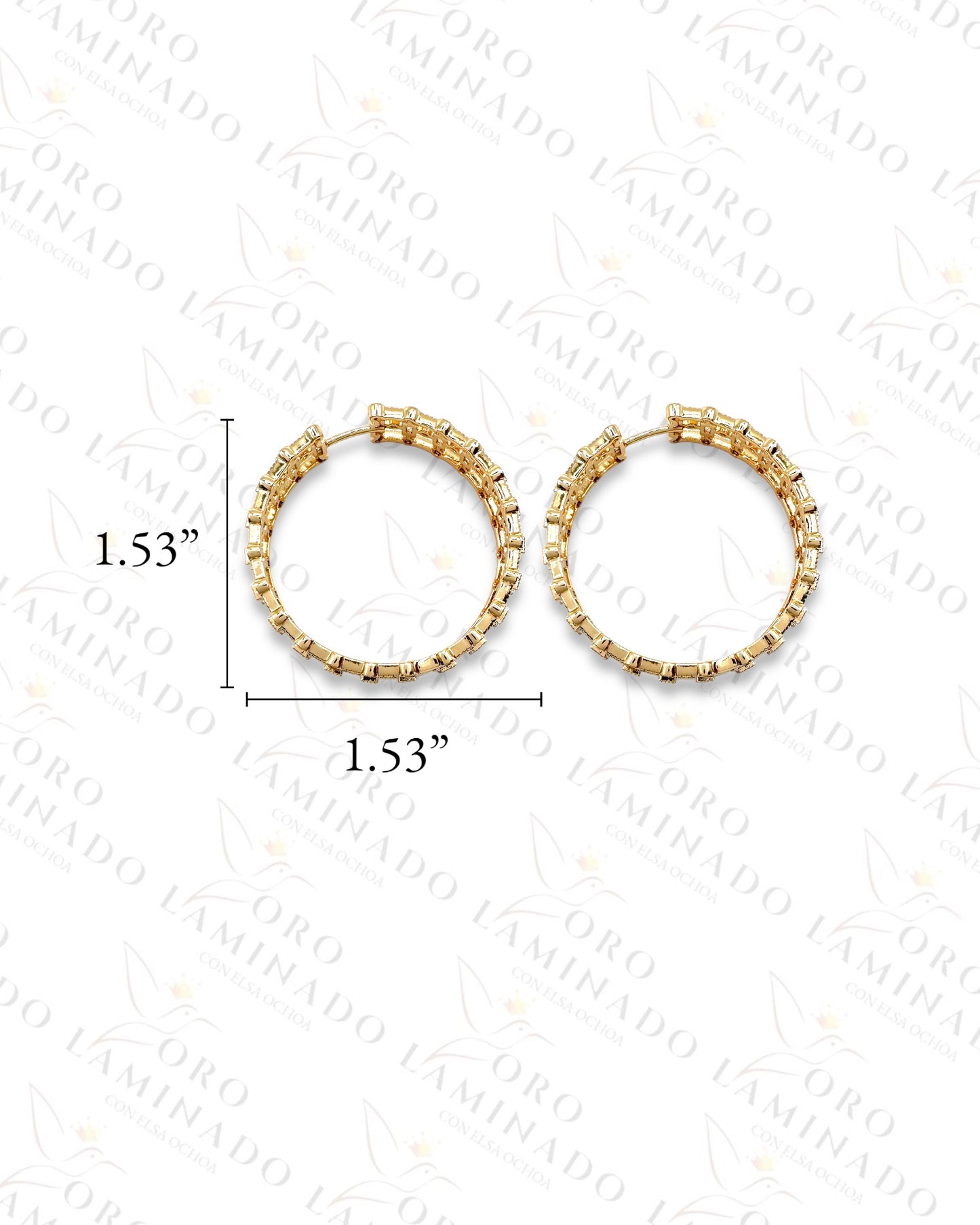 High Quality Rose Gold and Crystals Hoop Earrings B110