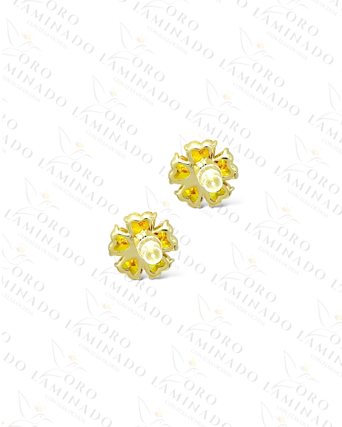 High Quality Yellow Crystal Flower Earrings  B451