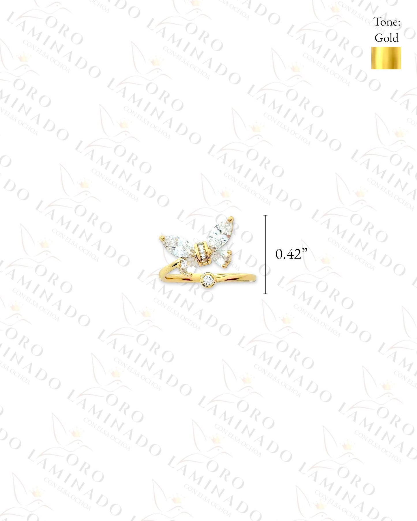 High Quality Adjustable Crystal Butterfly Ring (Gold Filled) G57