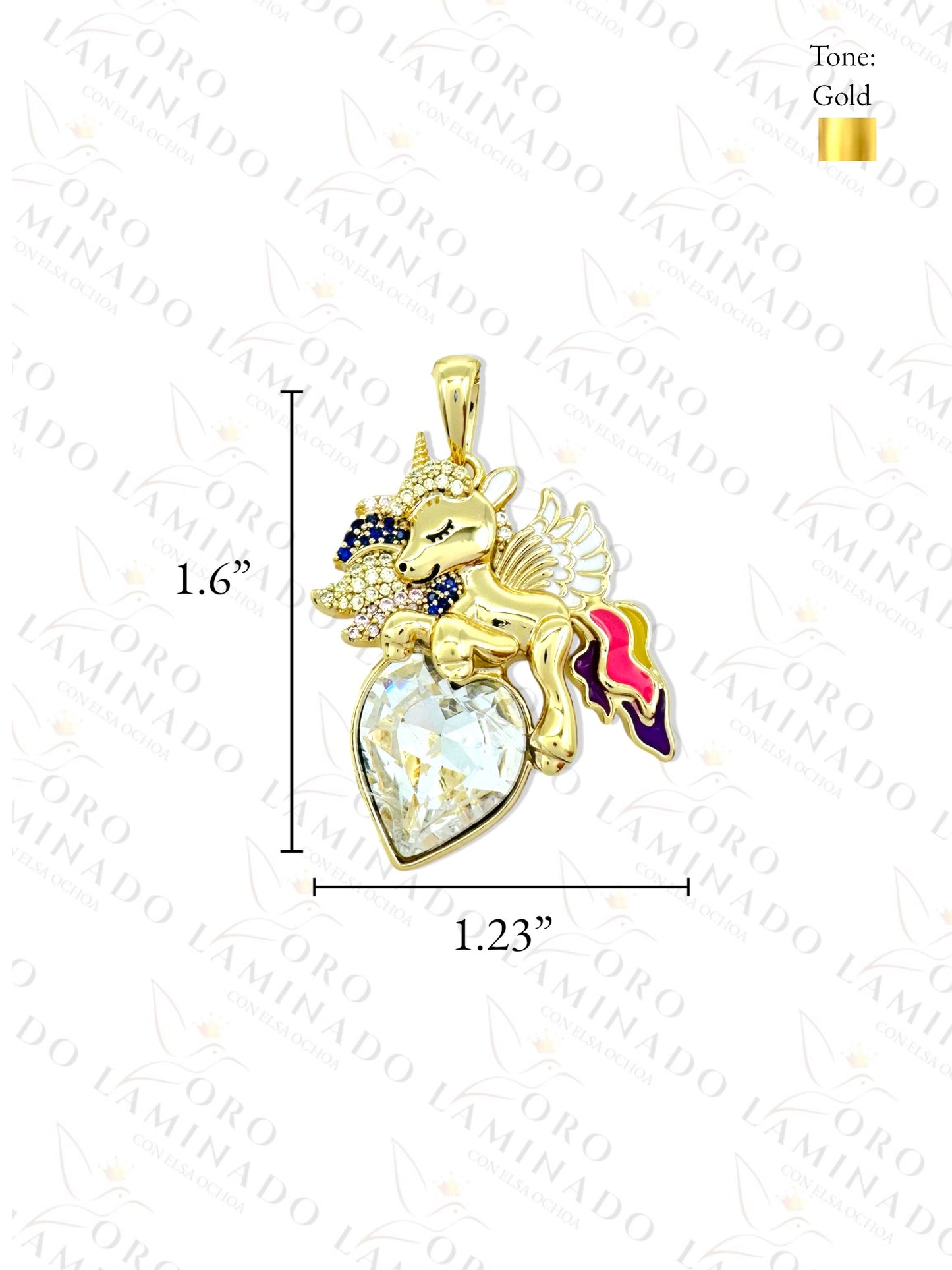 High Quality Unicorn with Crystal Heart Necklace G314