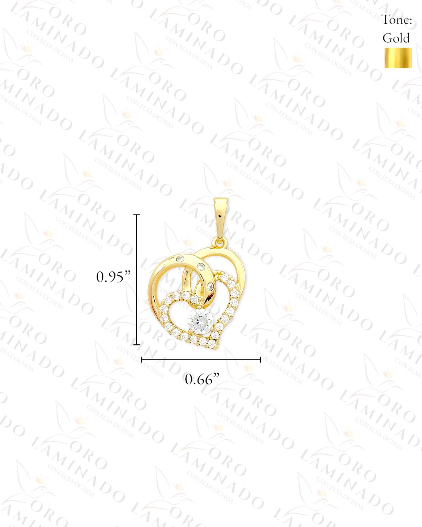 High Quality Sparkling Double Heart Pendant (Gold Filled) B94