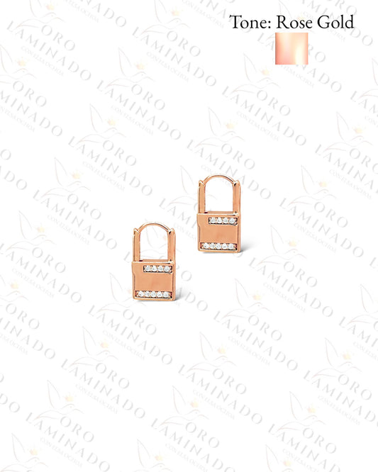 High Quality Rose Gold Lock Earrings B183