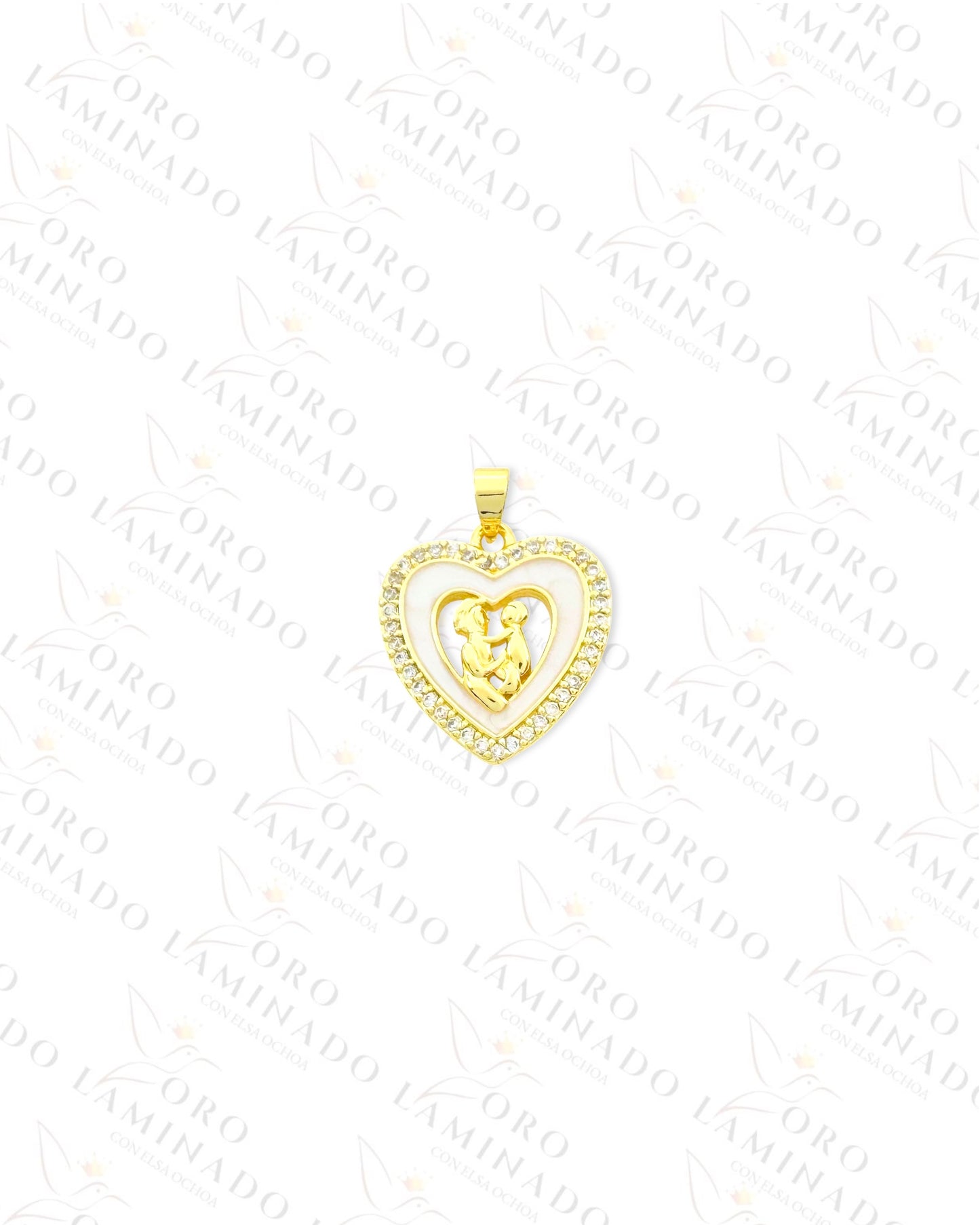 Sparkling Mom and Child Heart Pendant (Gold Filled) G9