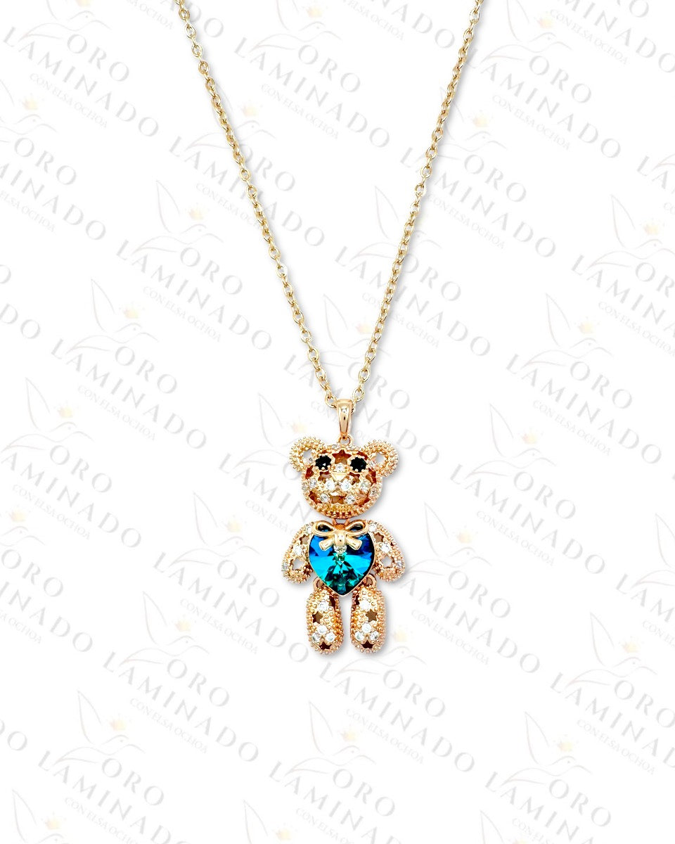 High Quality Blue Stone Teddy Bear Necklace R179