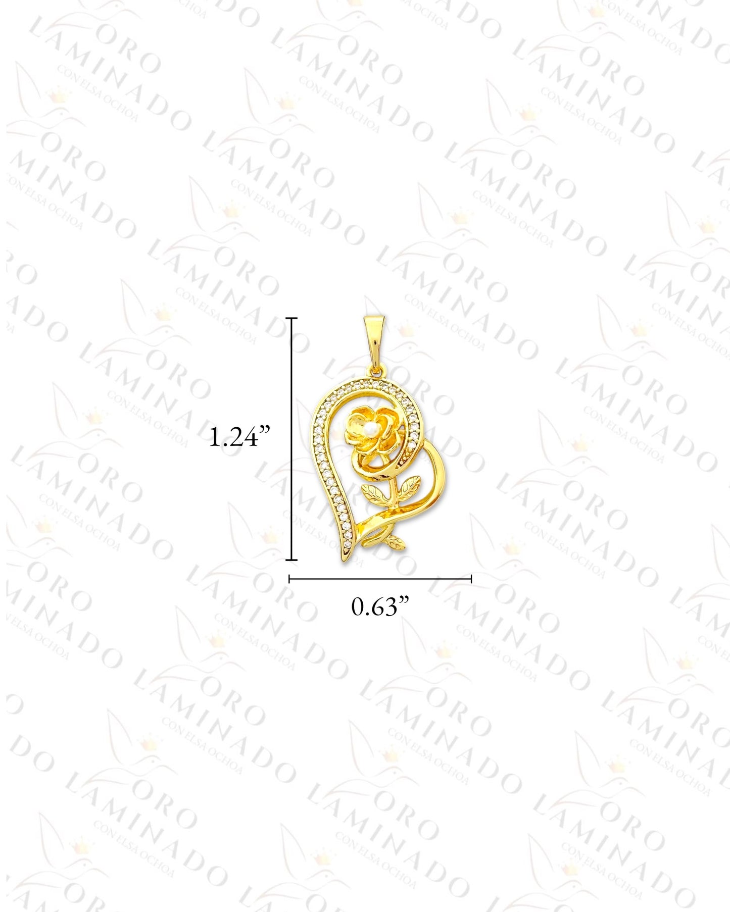 High Quality Heart with Rose Pendant (Gold Filled) C249