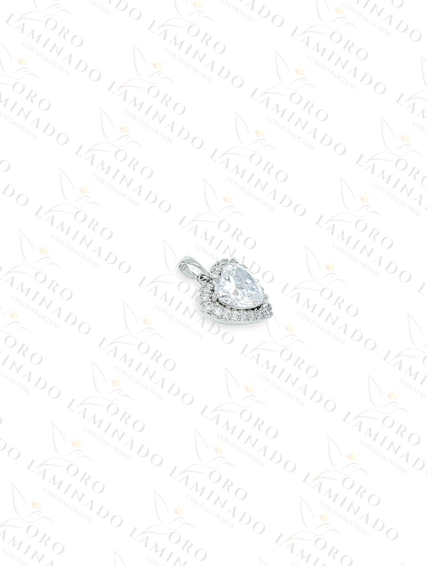 High Quality Silver Crystal Heart Pendant G396