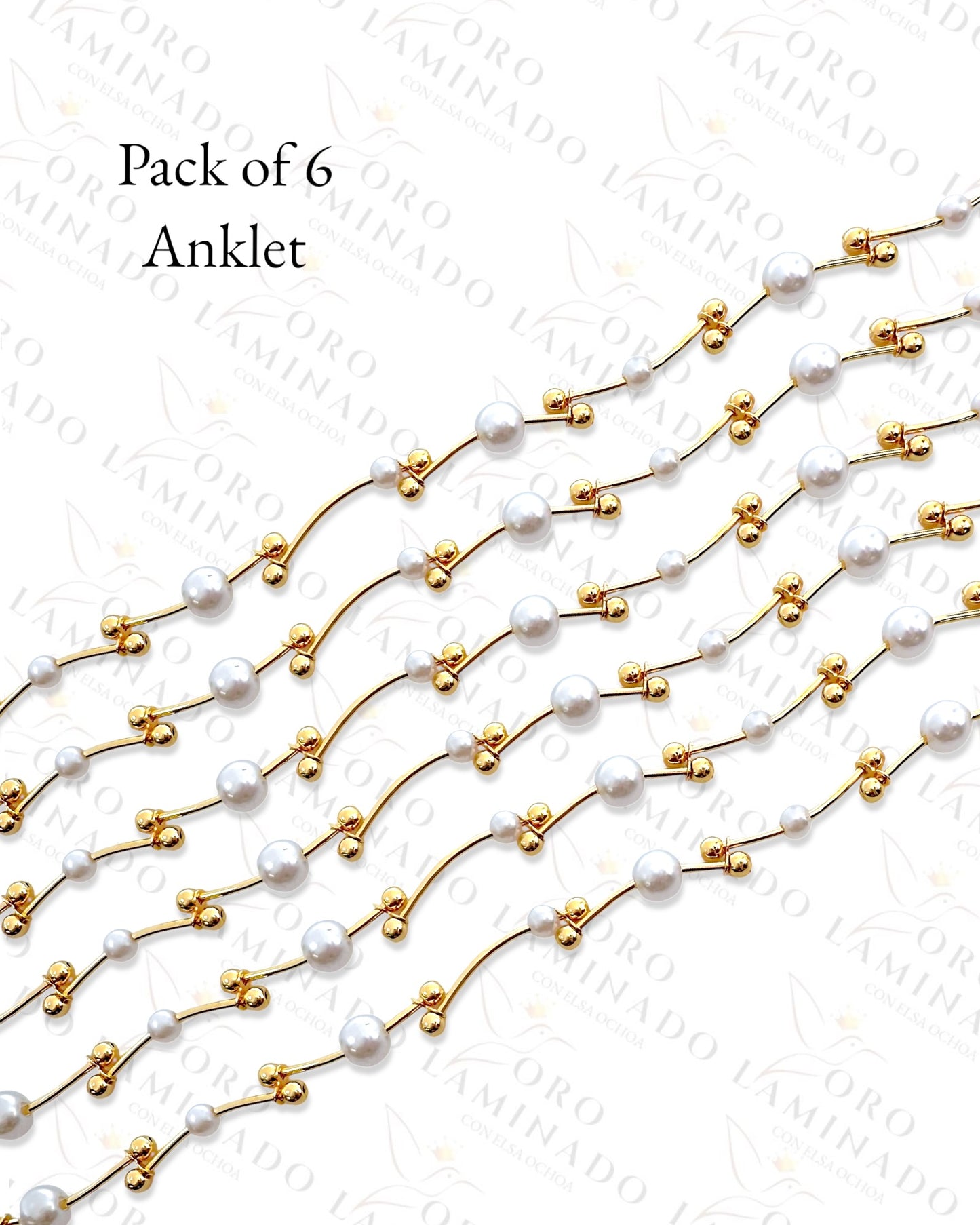 Gold Filled Pack of 6 Pearl Anklet G234