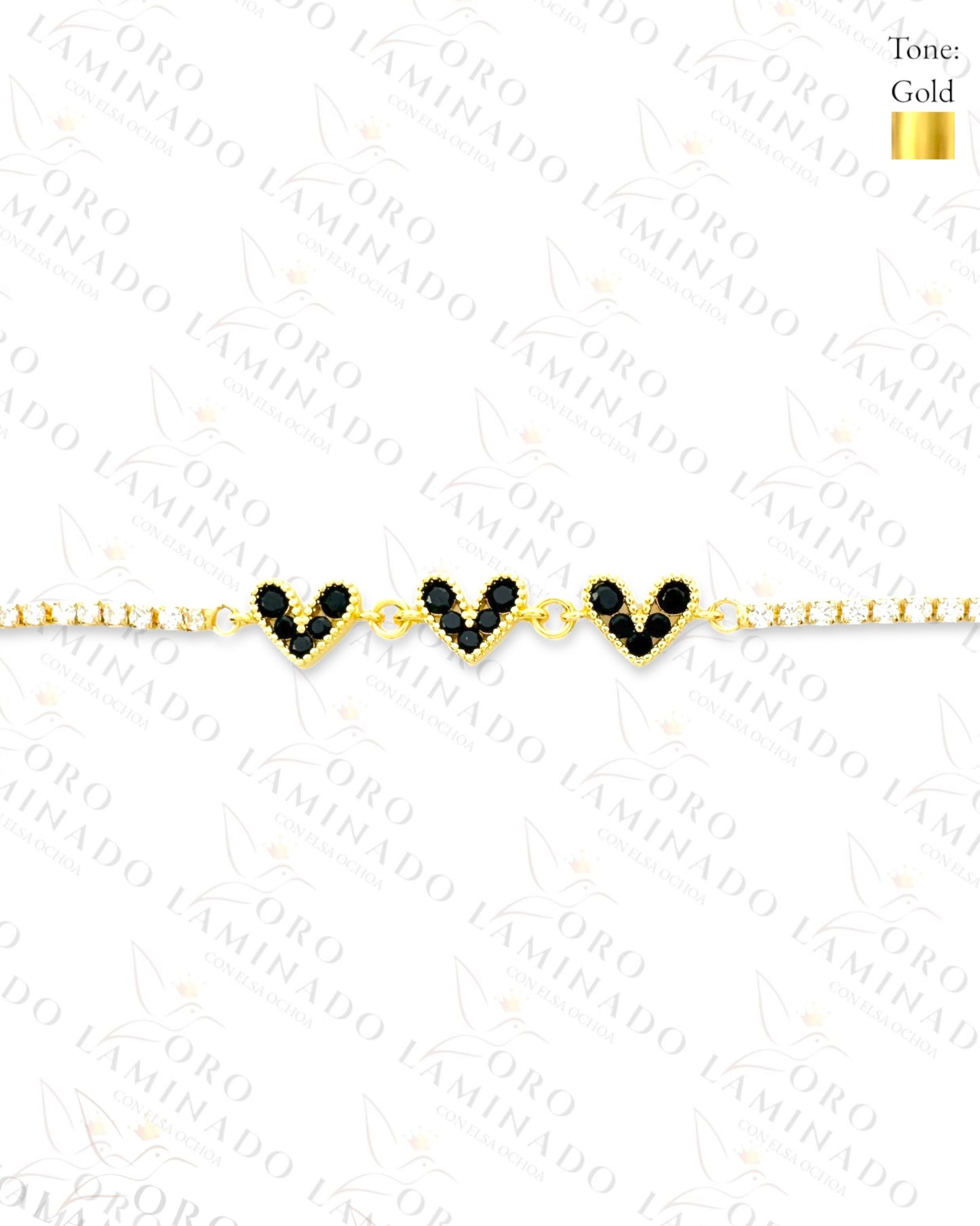 Gold Filled Triple Heart Adjustable Bracelet B76