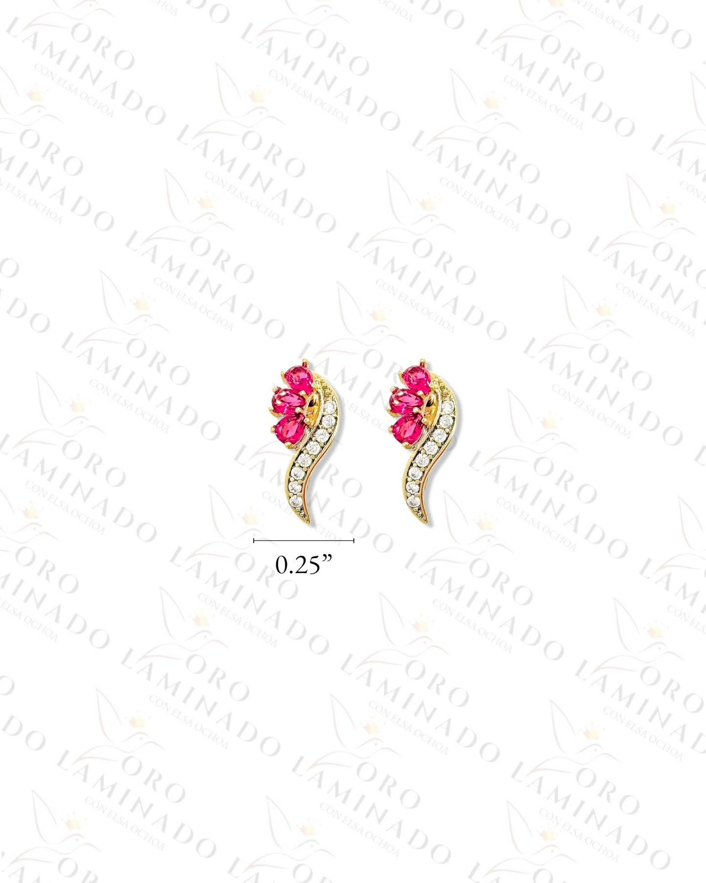 High Quality Pink Leaf Hoop Earrings (Gold Filled) Y85