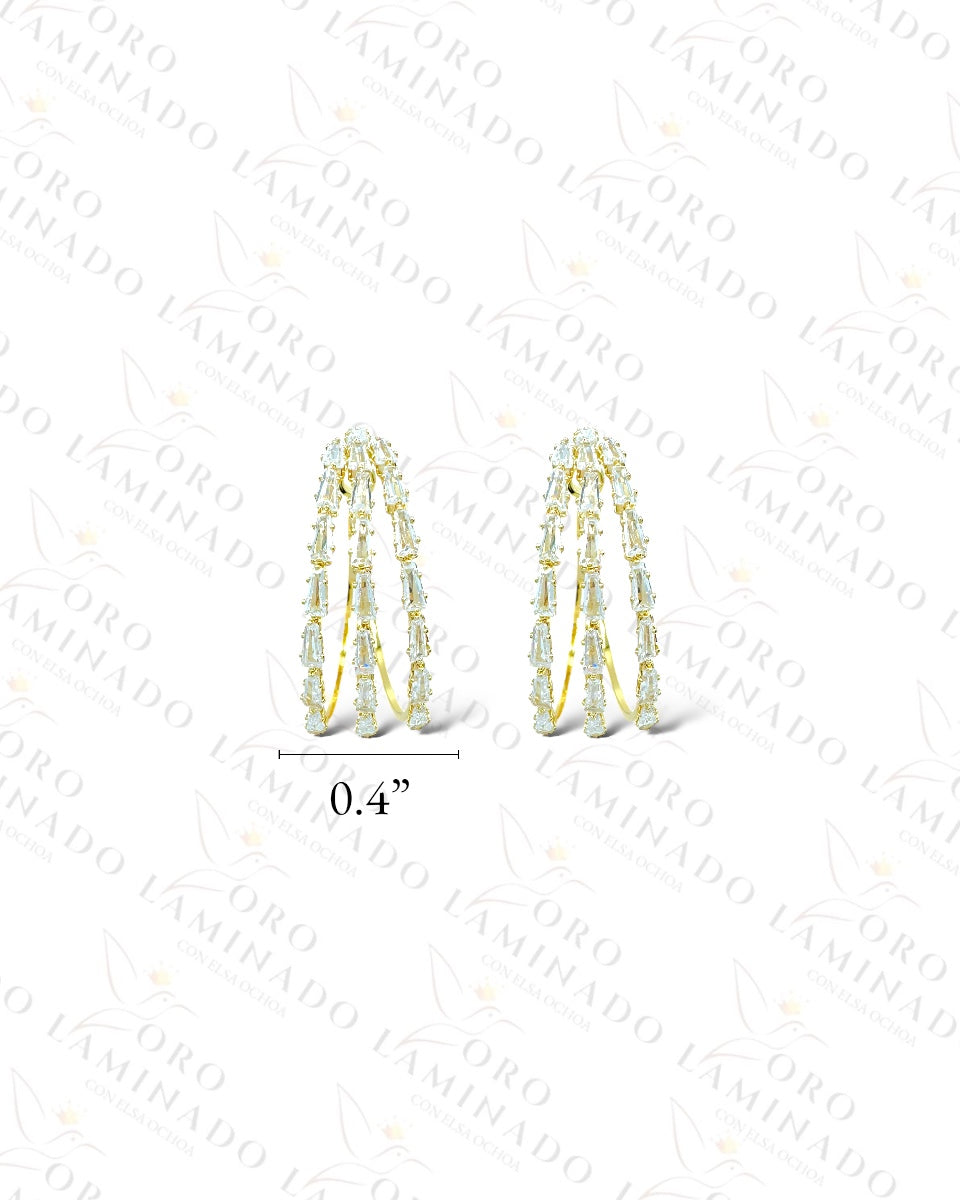 High Quality Crystal Triple Hoop Earrings R339