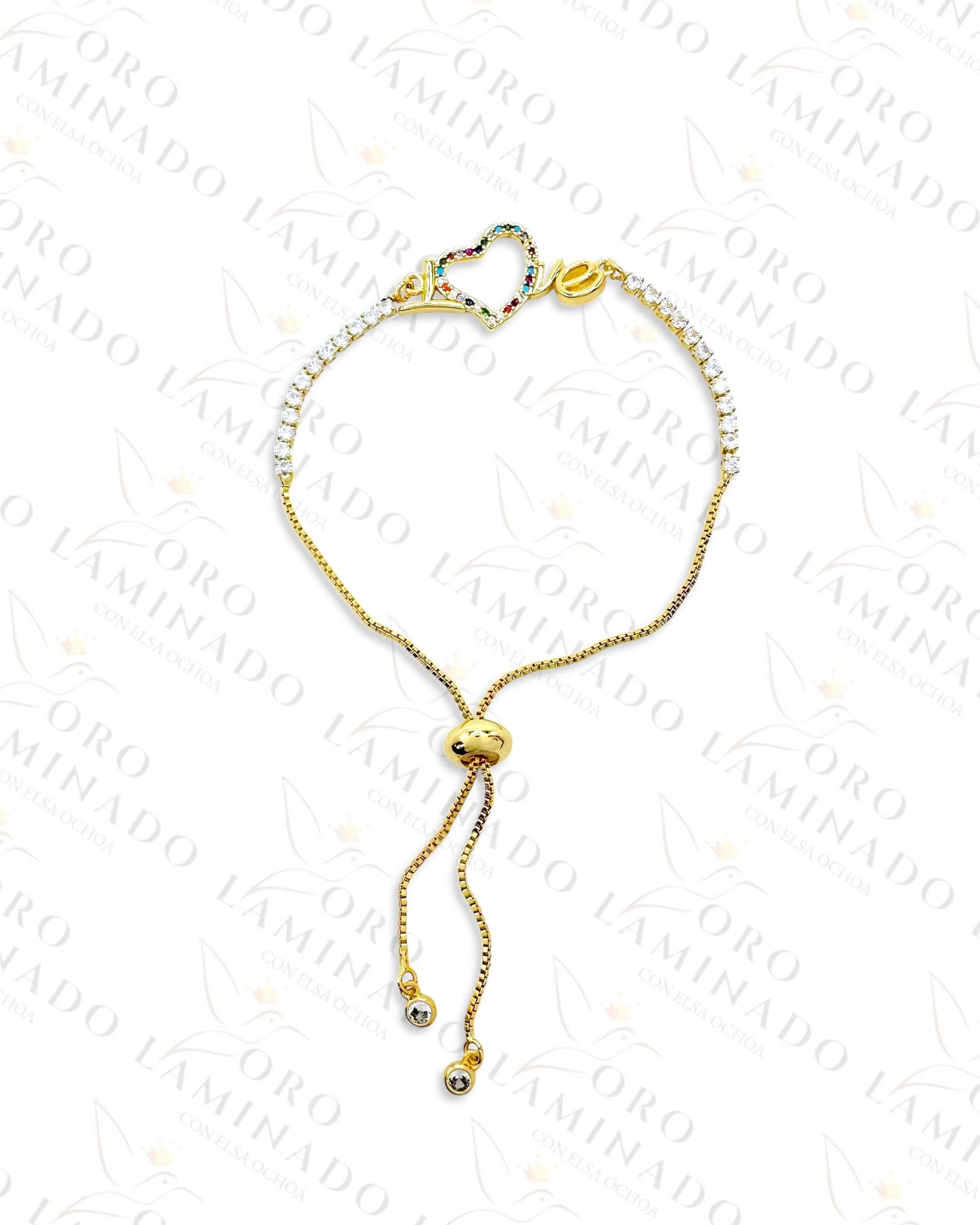 Gold Filled Multi-Color Heart Adjustable Bracelet C401