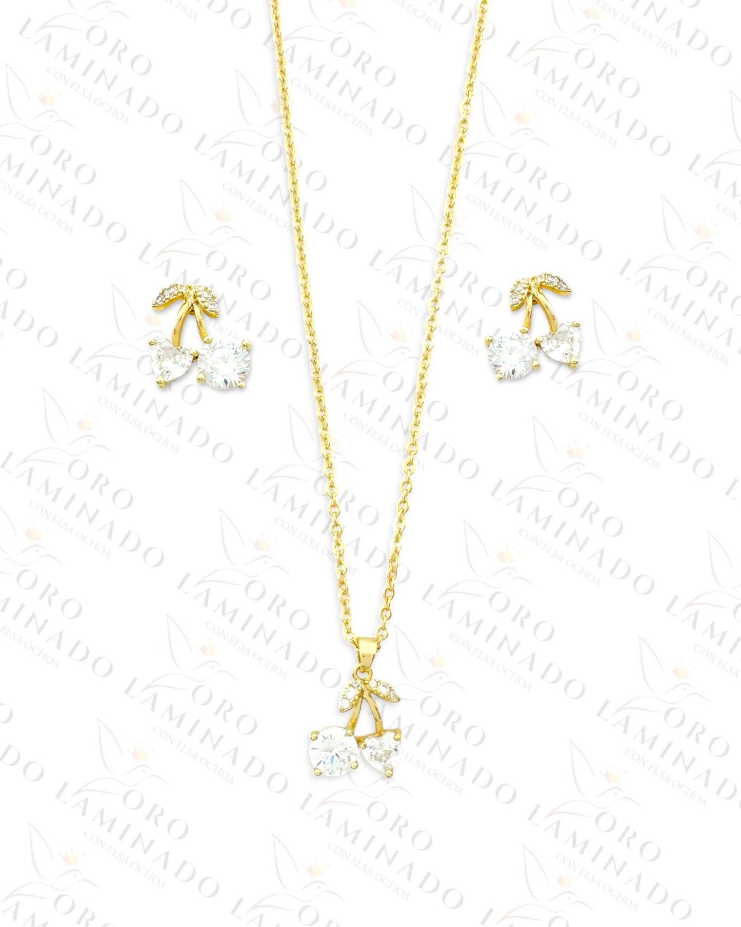 High Quality Mini Crystal Cherry Set (Gold Filled) Y113