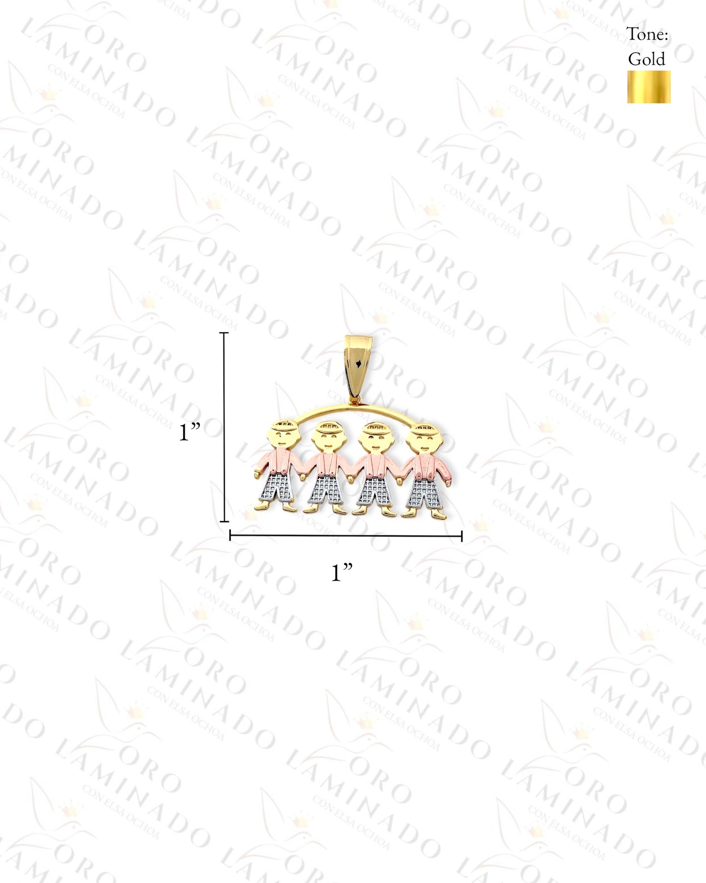 Three Tones Four Boys Pendant (Gold Filled) G66