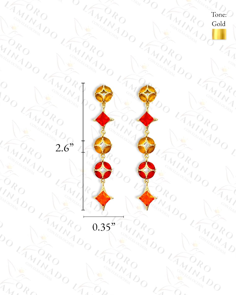 High Quality Crystal Orange Long Earrings G276