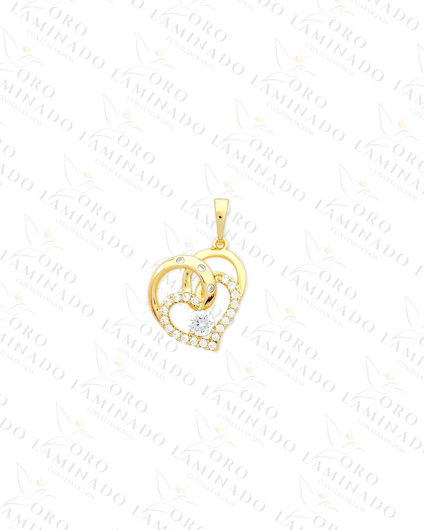 High Quality Sparkling Double Heart Pendant (Gold Filled) B94