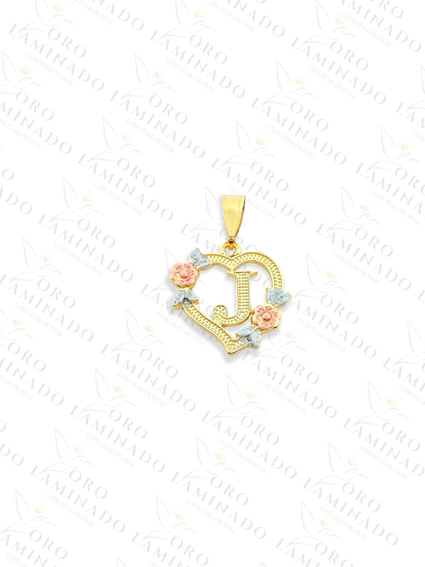 Gold Filled Three Tones Letter "J" Heart Pendant Y27