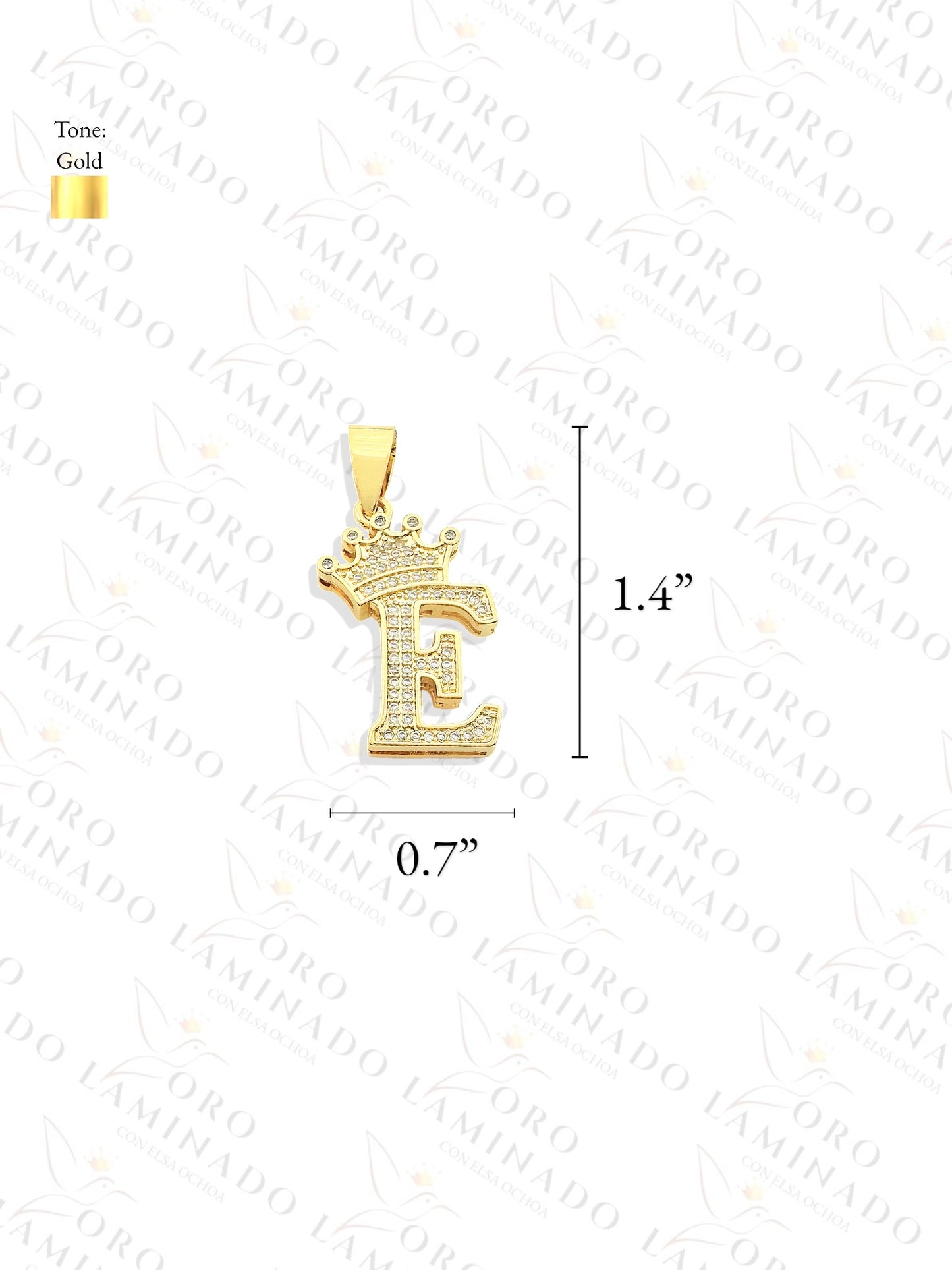 Gold Filled Letter "E" Crown Pendant Y118