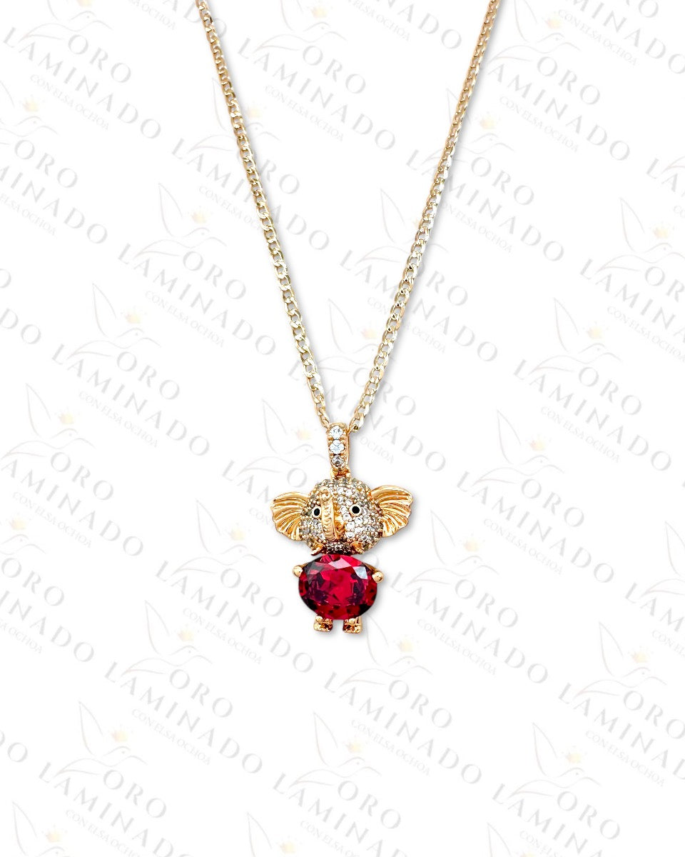 High Quality Red Stone Elephant Necklace R173