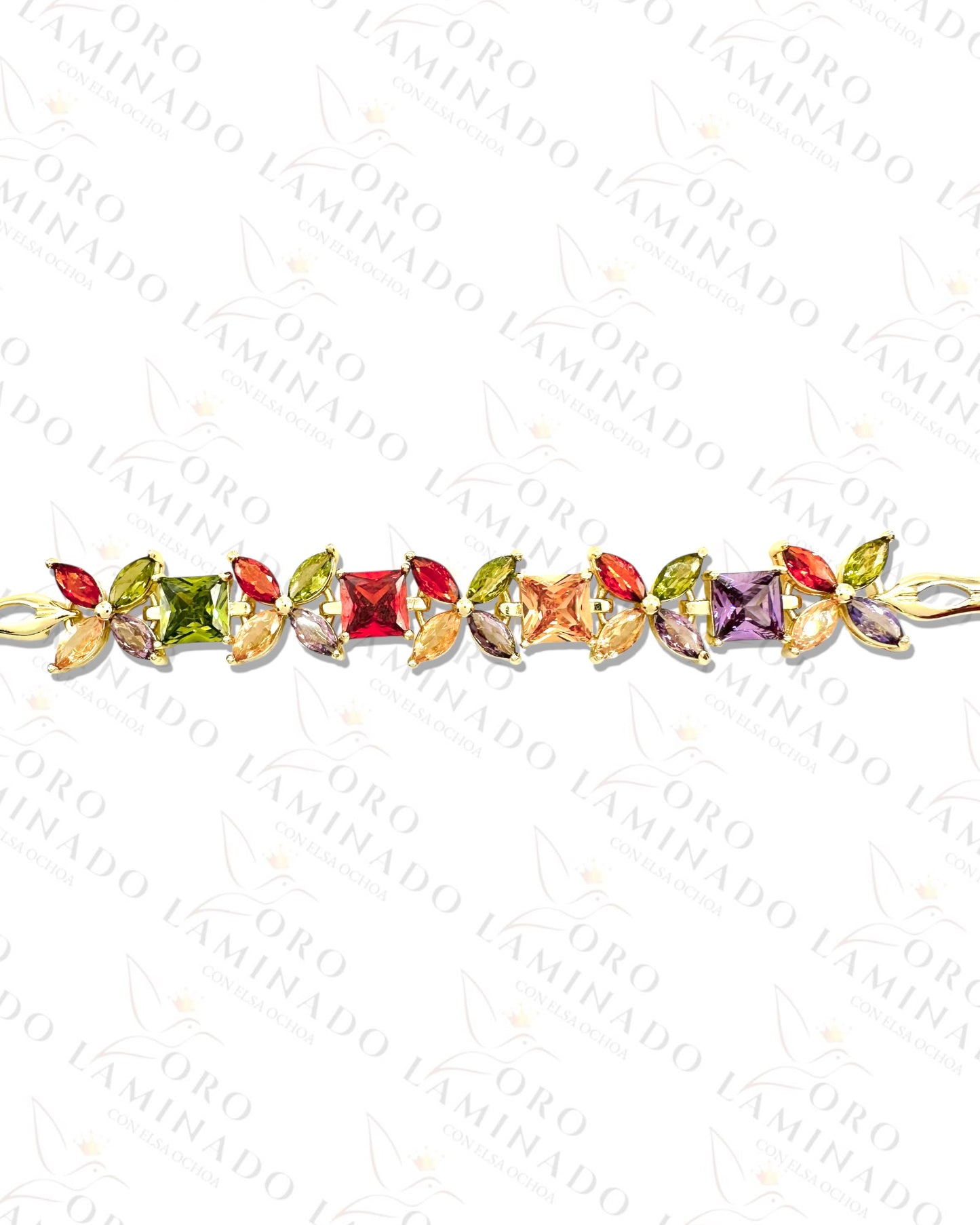 Multicolor Flowers with Squares Bracelet R53