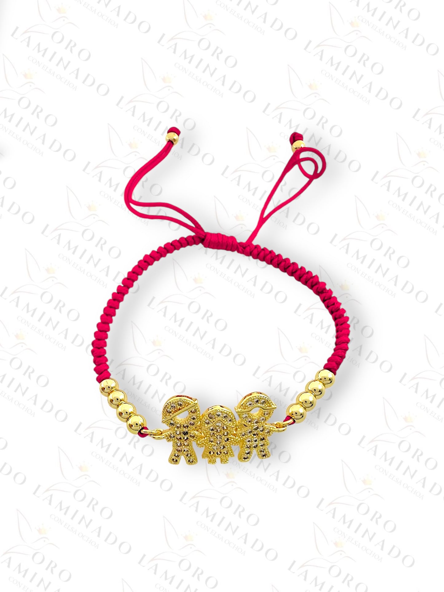 Gold Filled Three Children Red bracelet B61