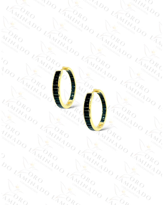 Golden & Black Hoop Earrings R301