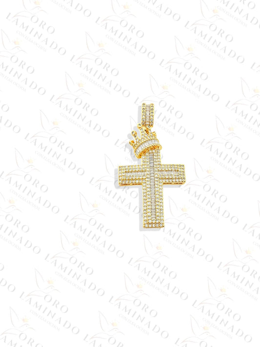 Cross with Crown Diamond Pendant Y139