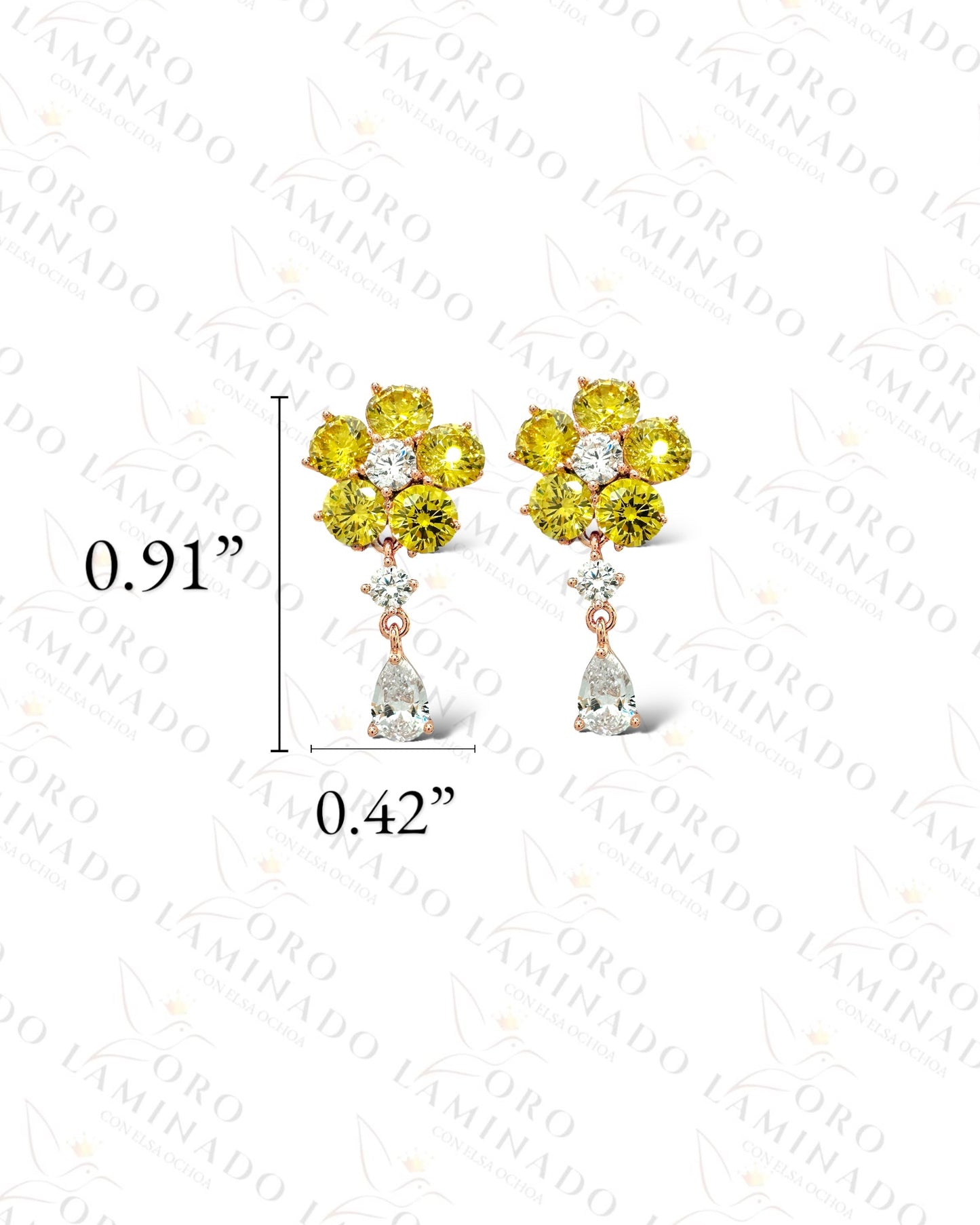 High Quality Green Lime Crystal Flower Earrings C112