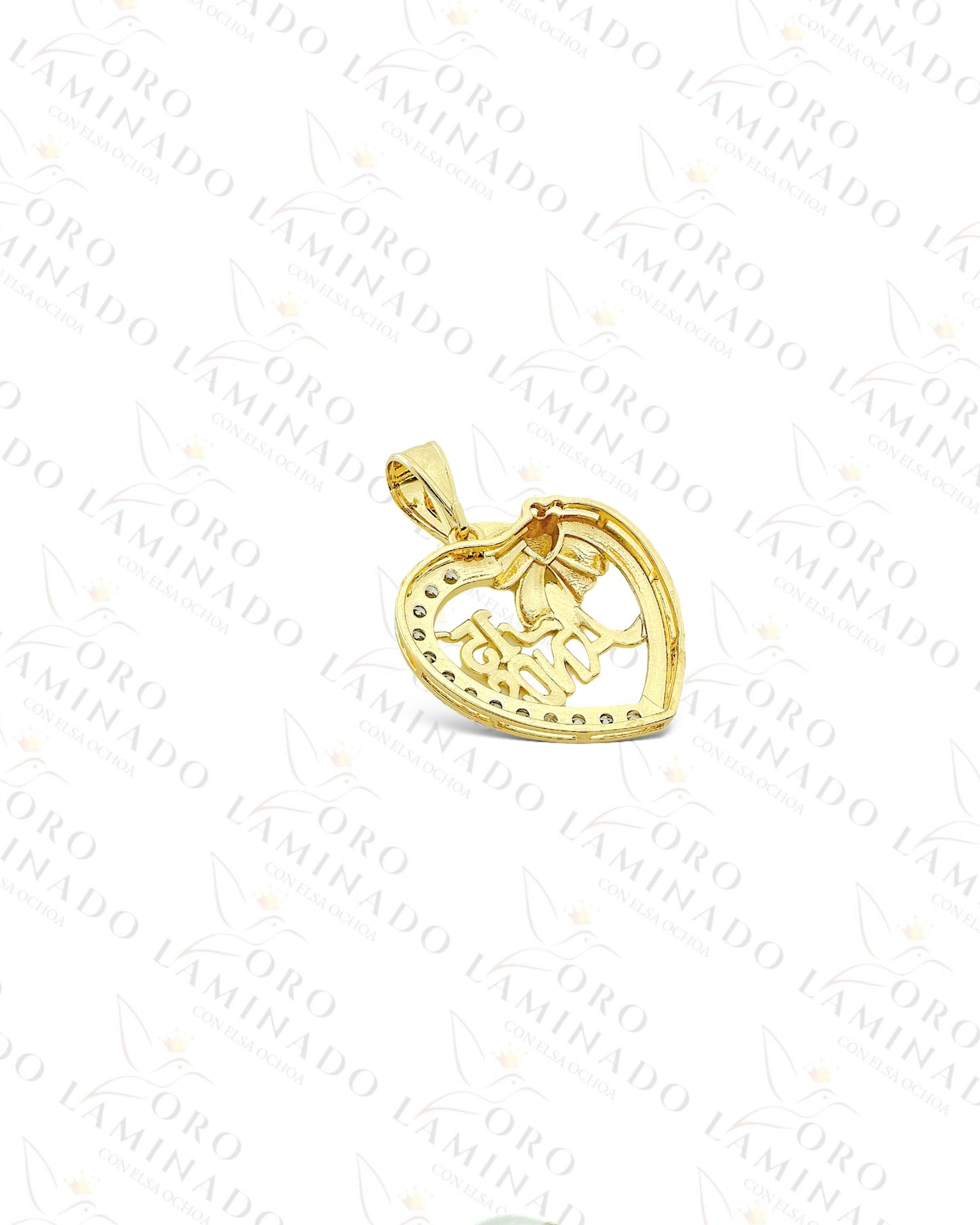 Gold Filled Quinceañera Heart Pendant B176