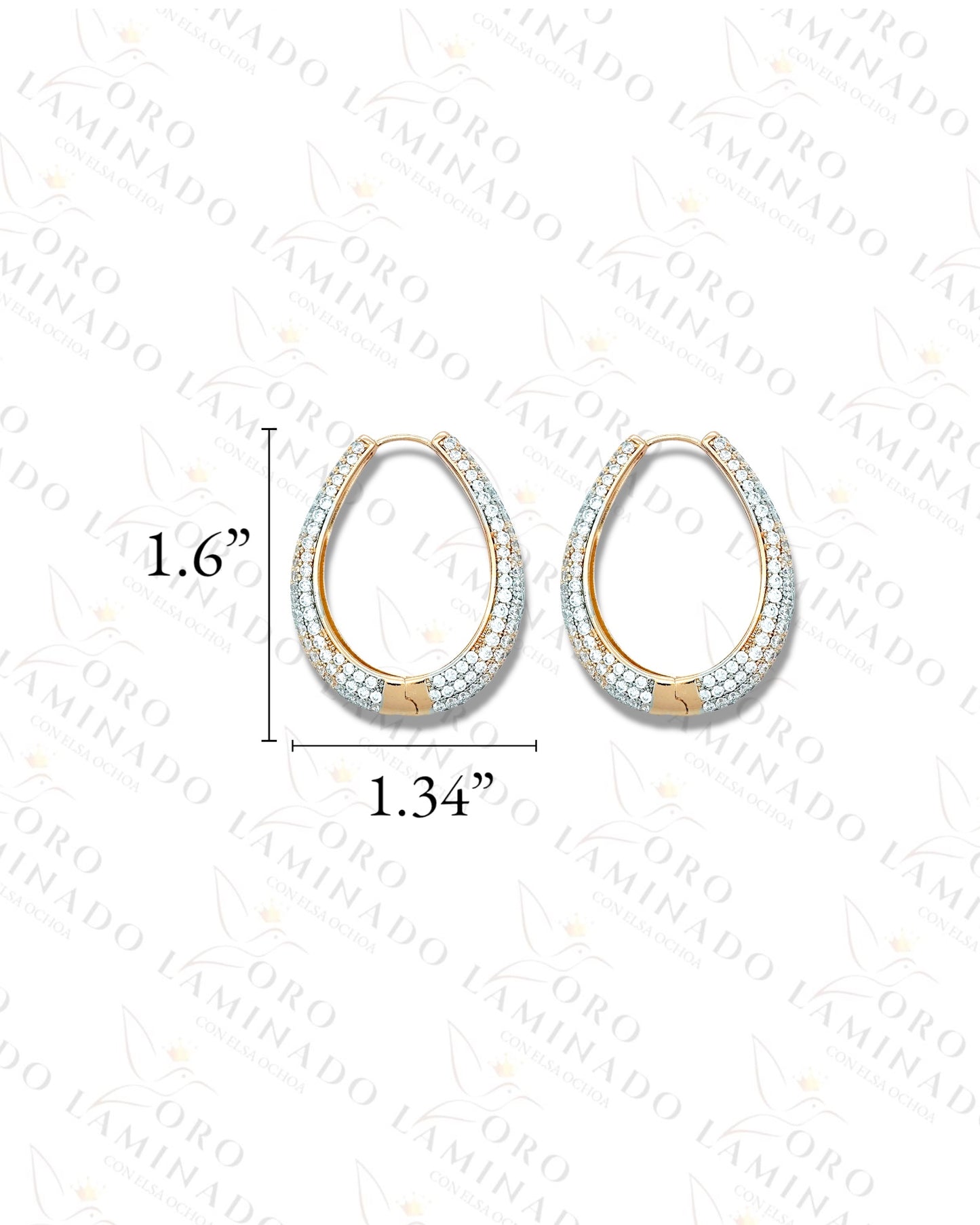 High Quality Two Tones Oval Hoop Earrings Y168