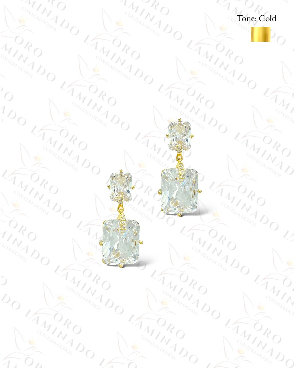 High Quality Crystal Double Square Earrings  B455