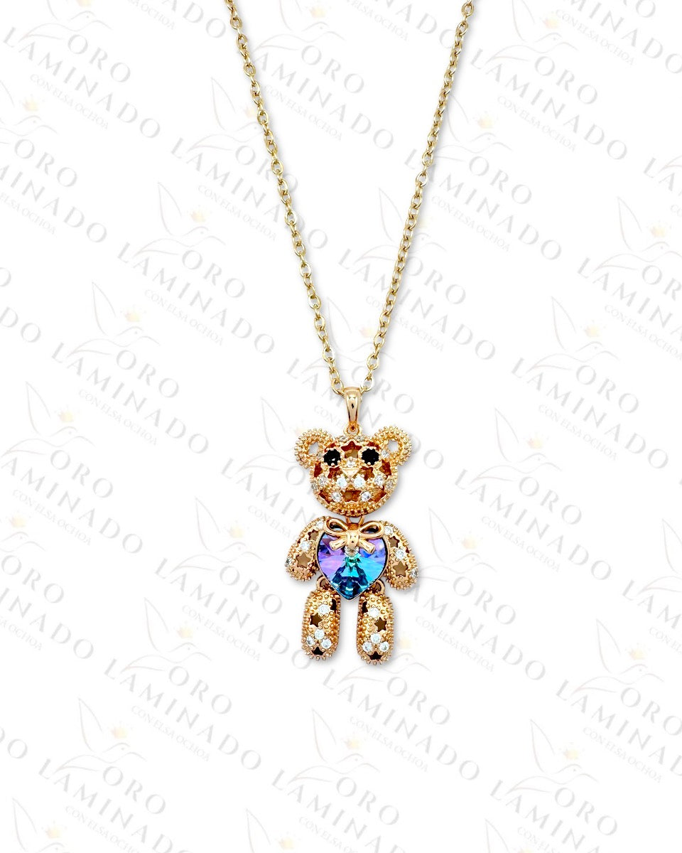 High Quality Purple-Litmus Teddy Bear Necklace R182