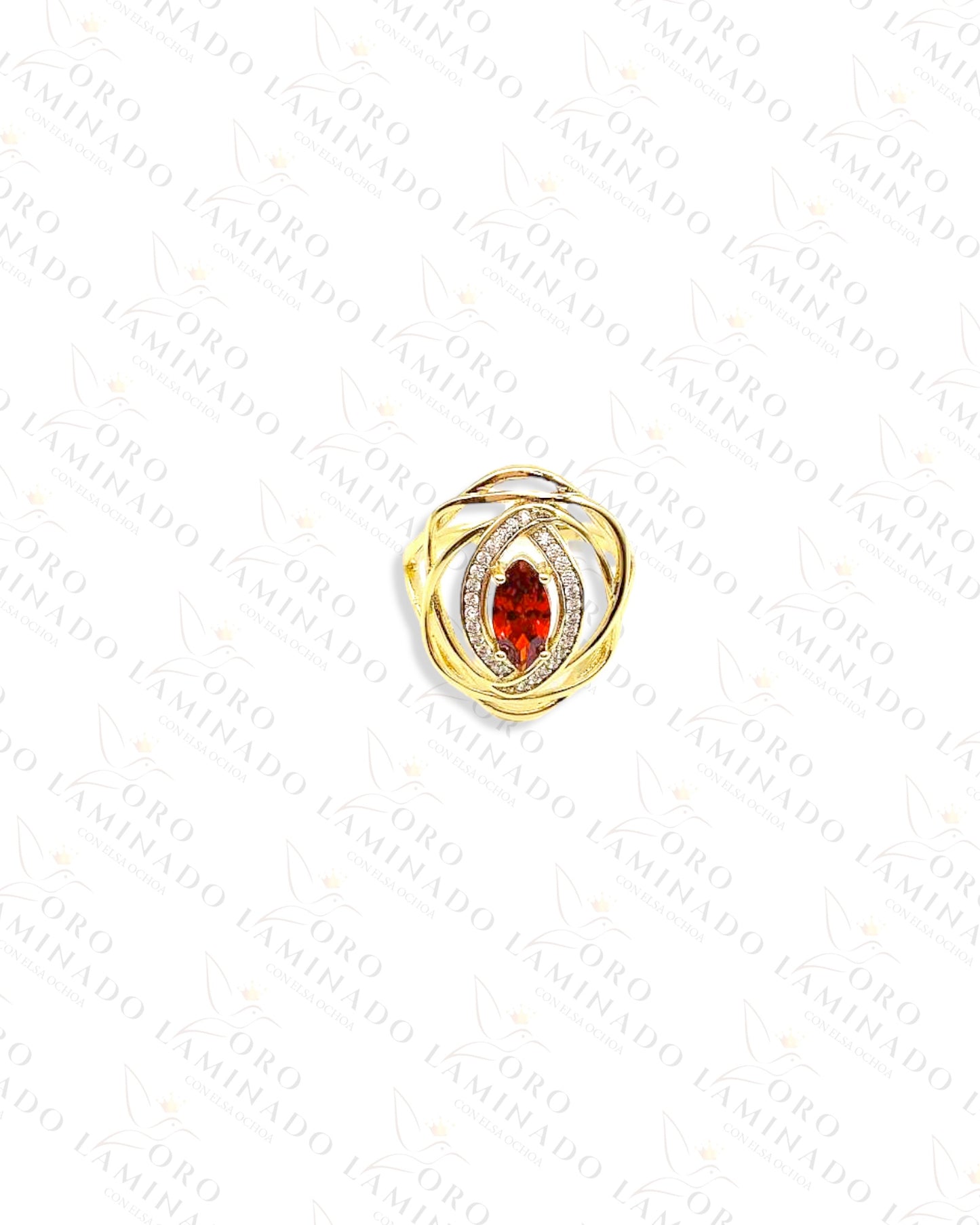 Golden Ring with a Red Stone C48A