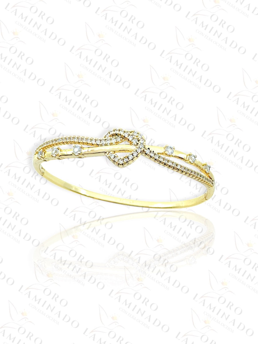 High Quality Sparkling Heart Bangle Bracelet R401