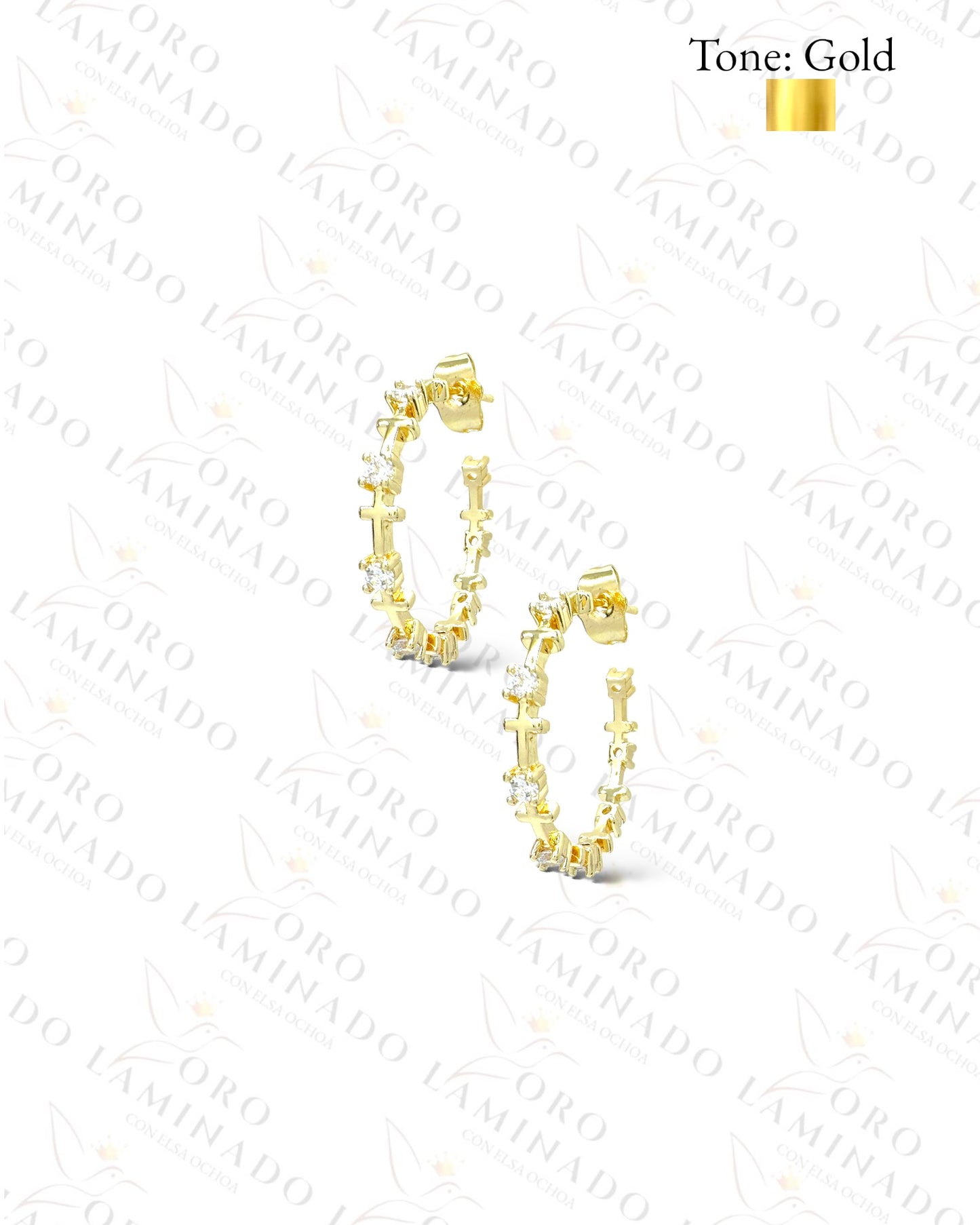 Small Cross Hoop Earrings B334