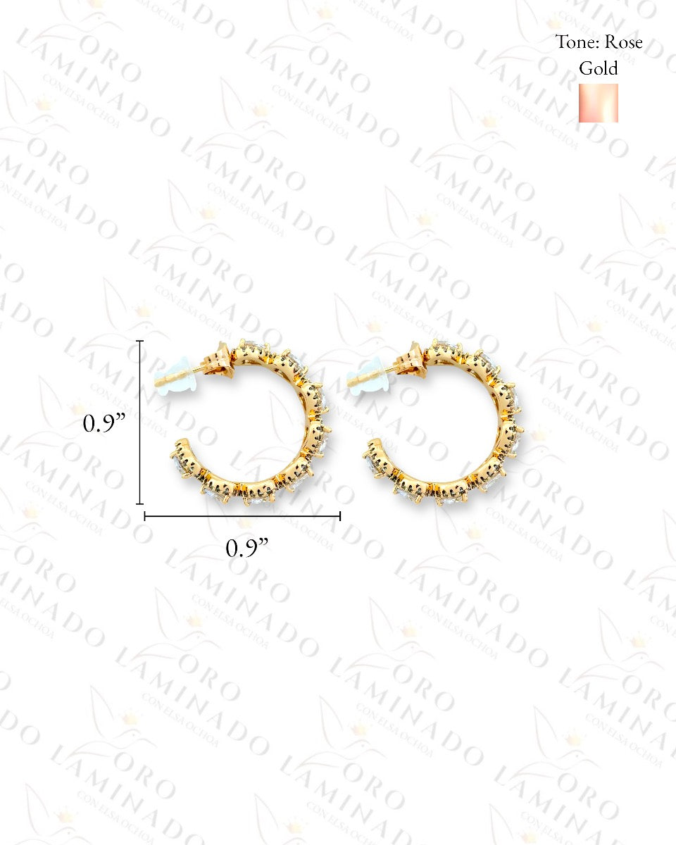 High Quality Diamond Heart Hoop  Earrings Y112