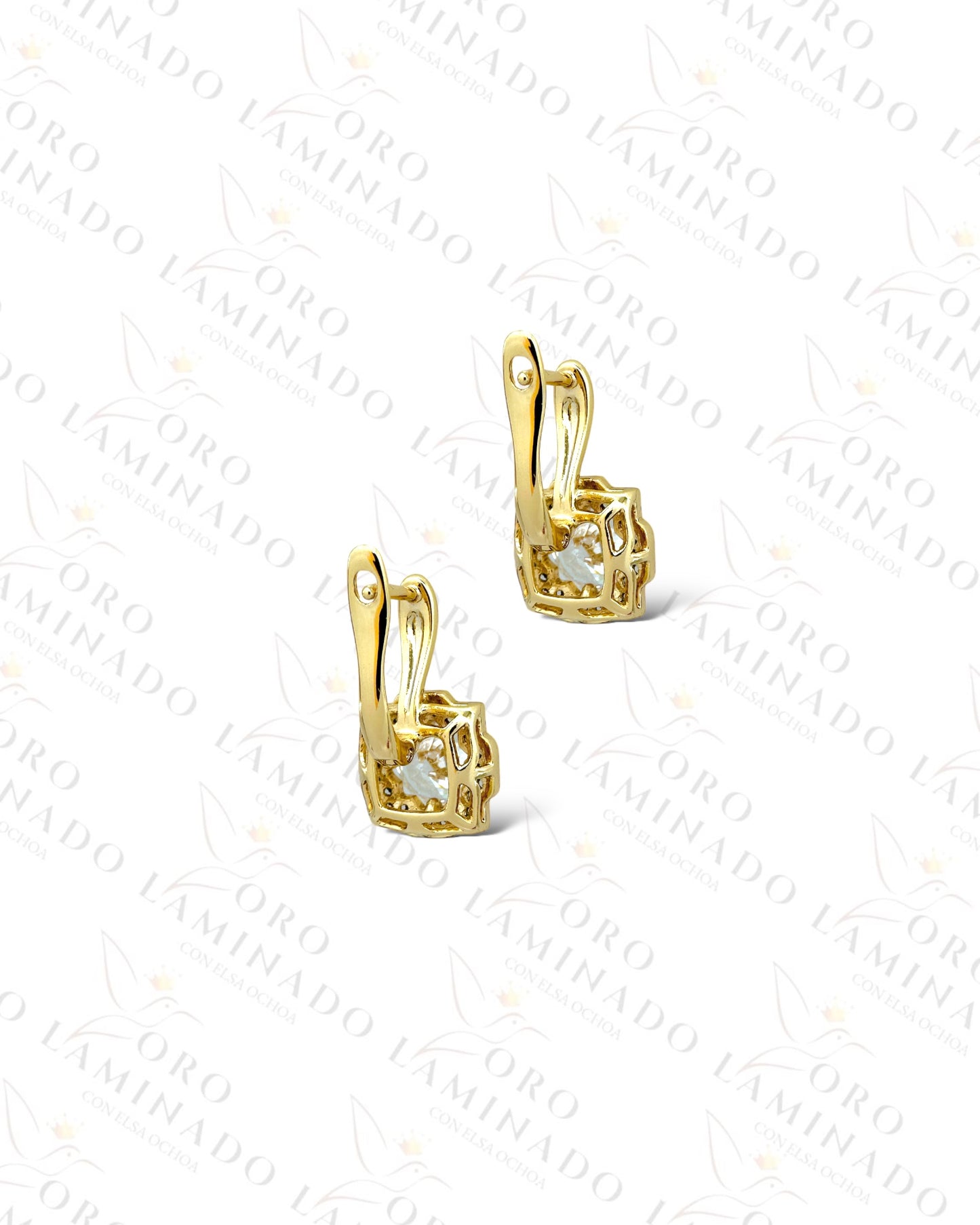 High Quality Square Stone Hoop Earrings Y373