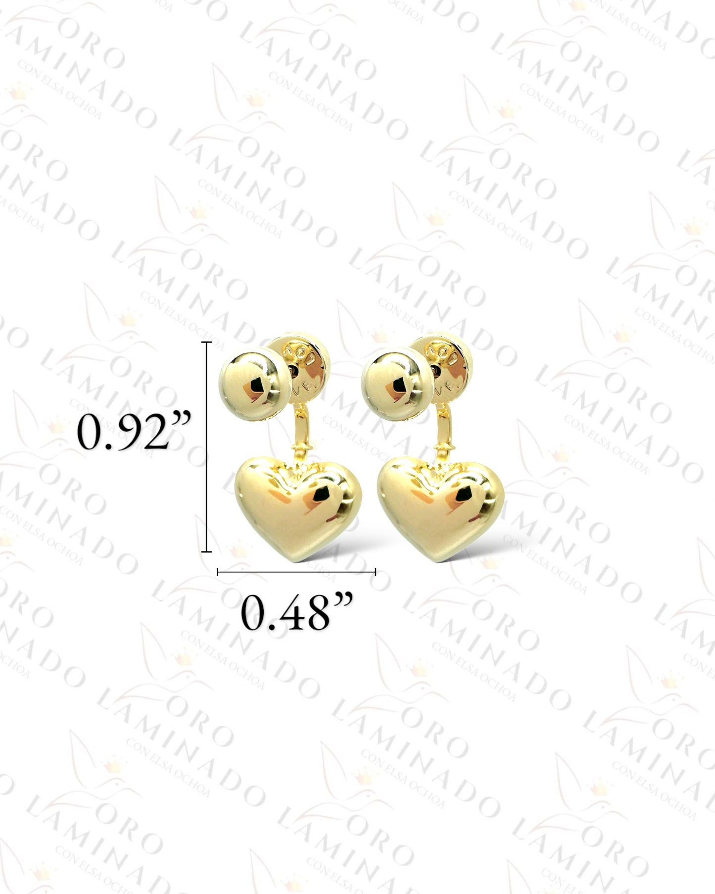 High Quality Heart and Sphere Gold Earrings R381