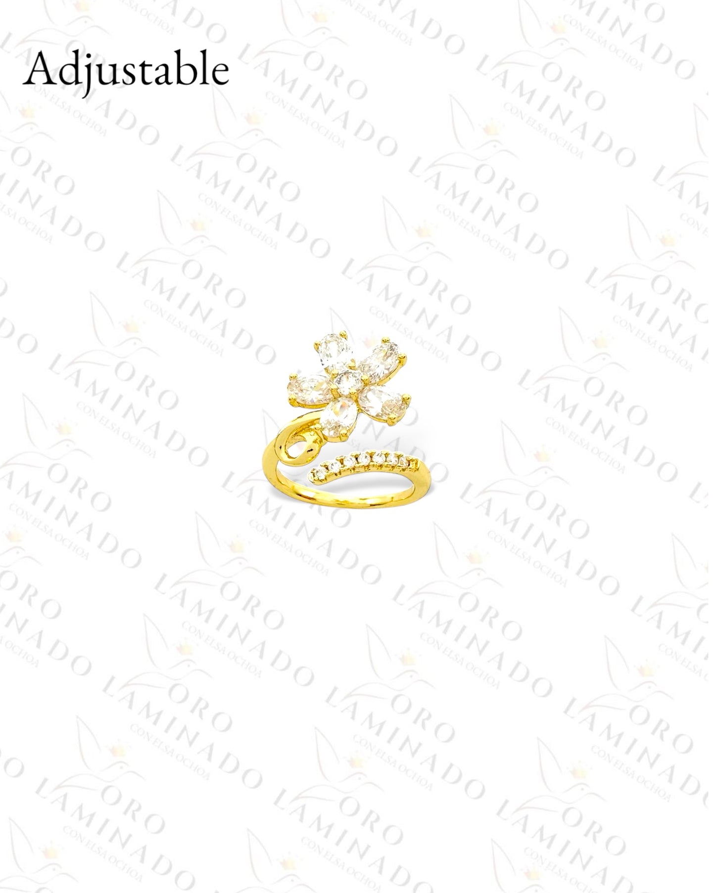 Adjustable High Quality Crystal Flower Ring (Gold Filled) B89