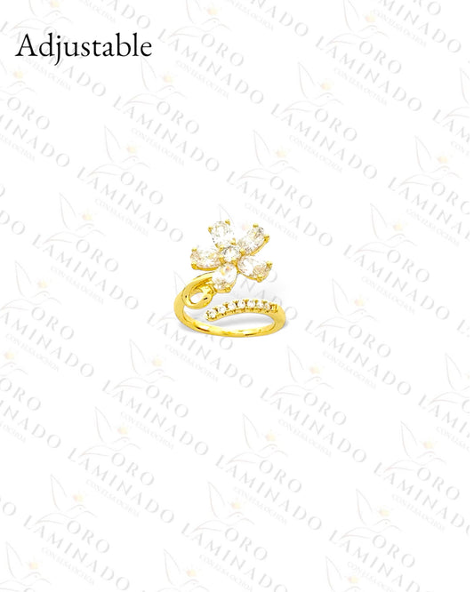 Adjustable High Quality Crystal Flower Ring (Gold Filled) B89