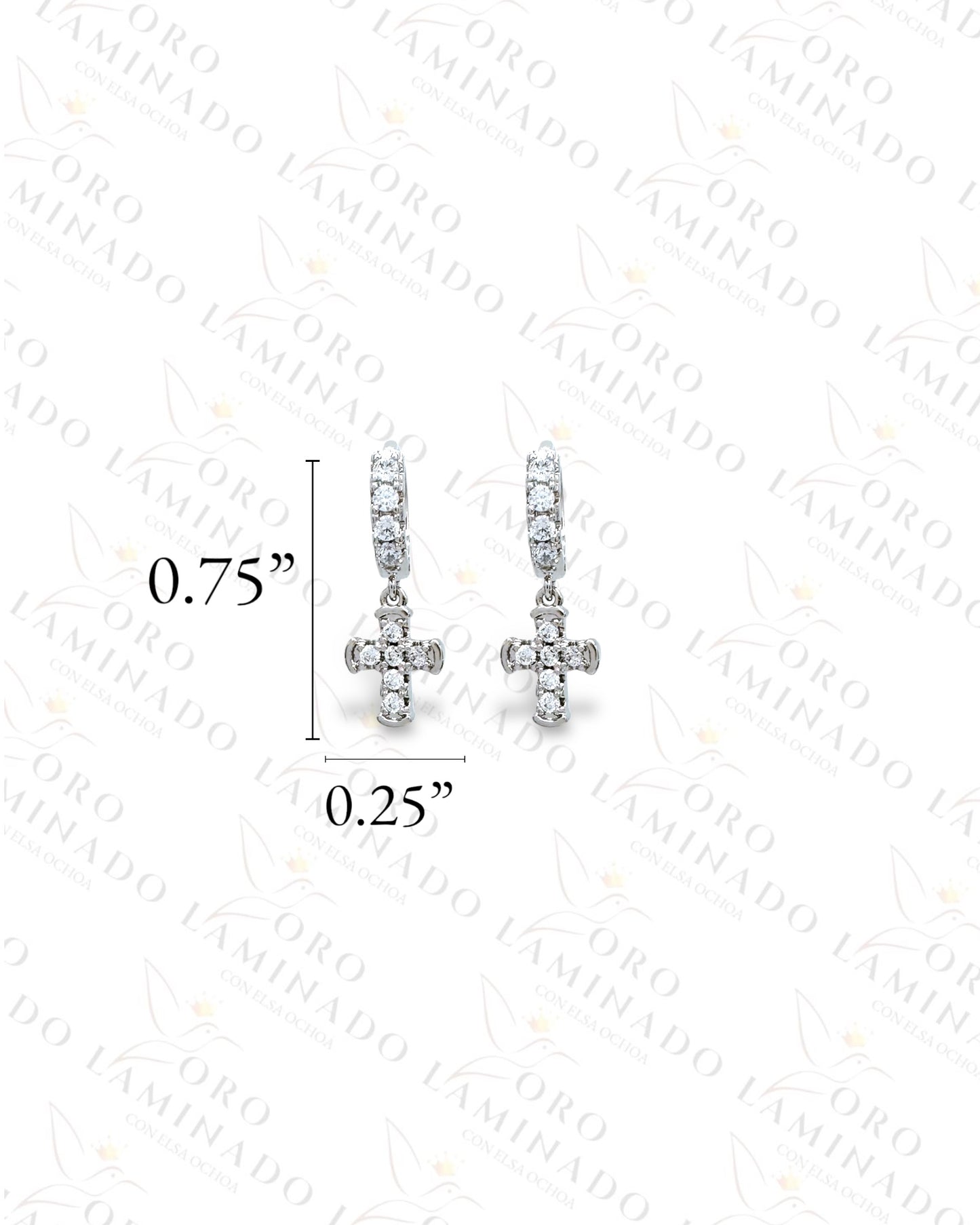 High Quality Small Silver Cross Hoop Earrings Y474