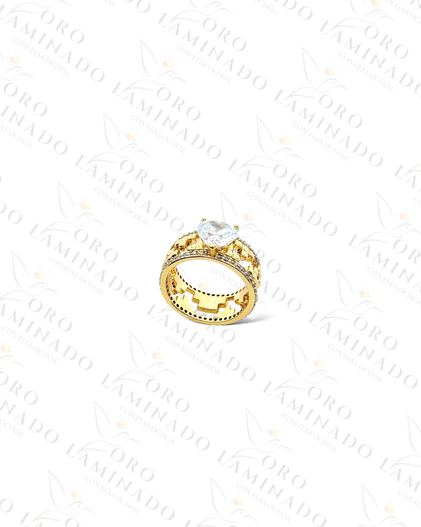 High Quality Marriage Diamond Heart Ring Set (Gold Filled) G373