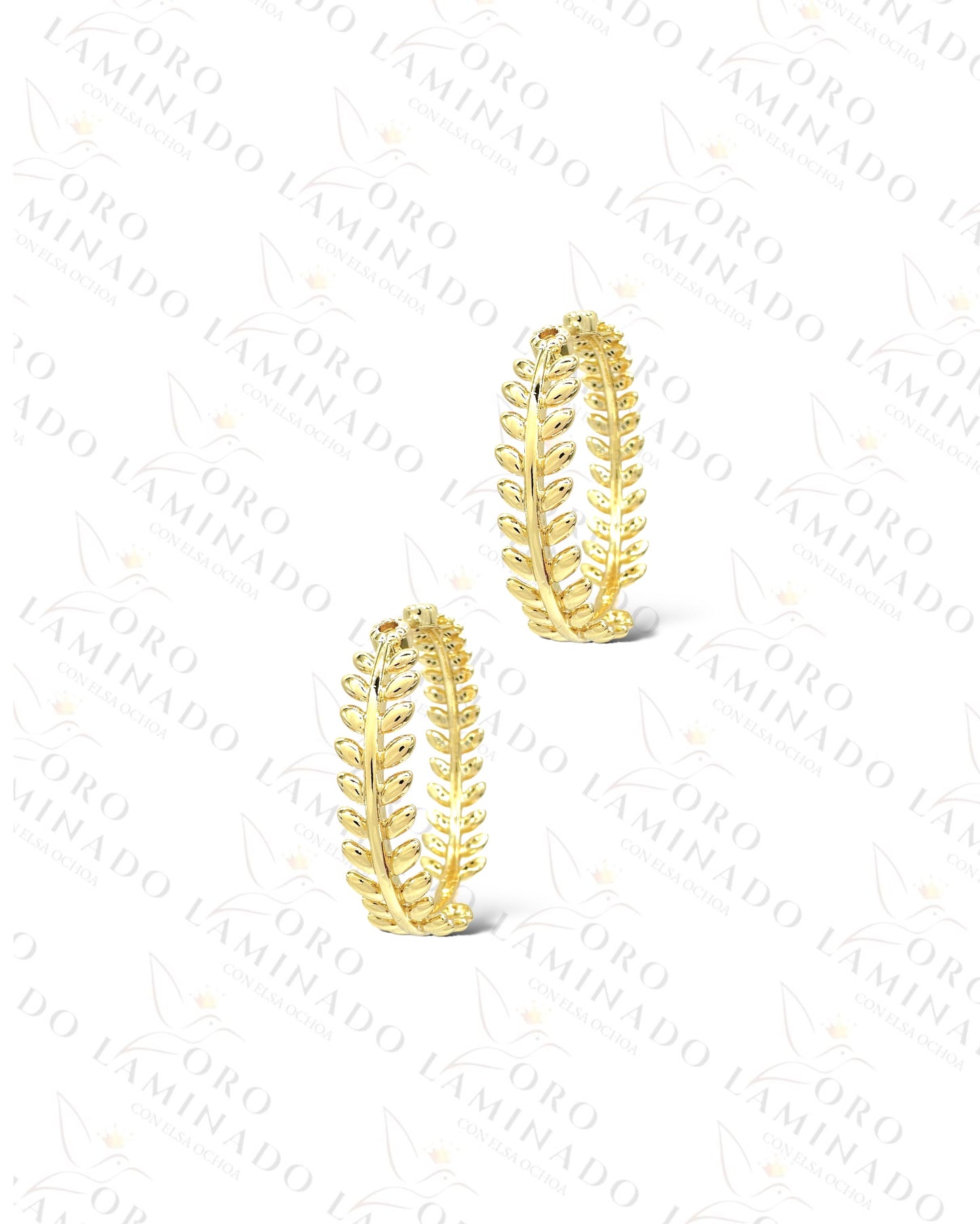 High Quality Golden Leaves Hoop Earrings B466